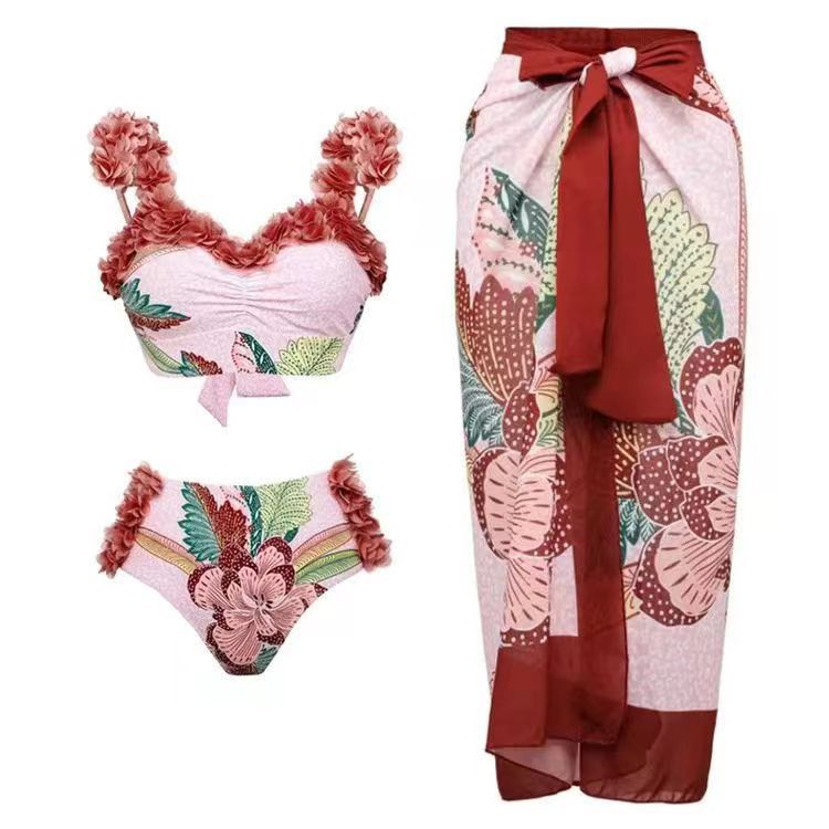 Roupas femininas personalizadas com estampas multicoloridas, calças e saias que cobrem o quadril, trajes de banho de comércio exterior europeu e americano_voghion.com
