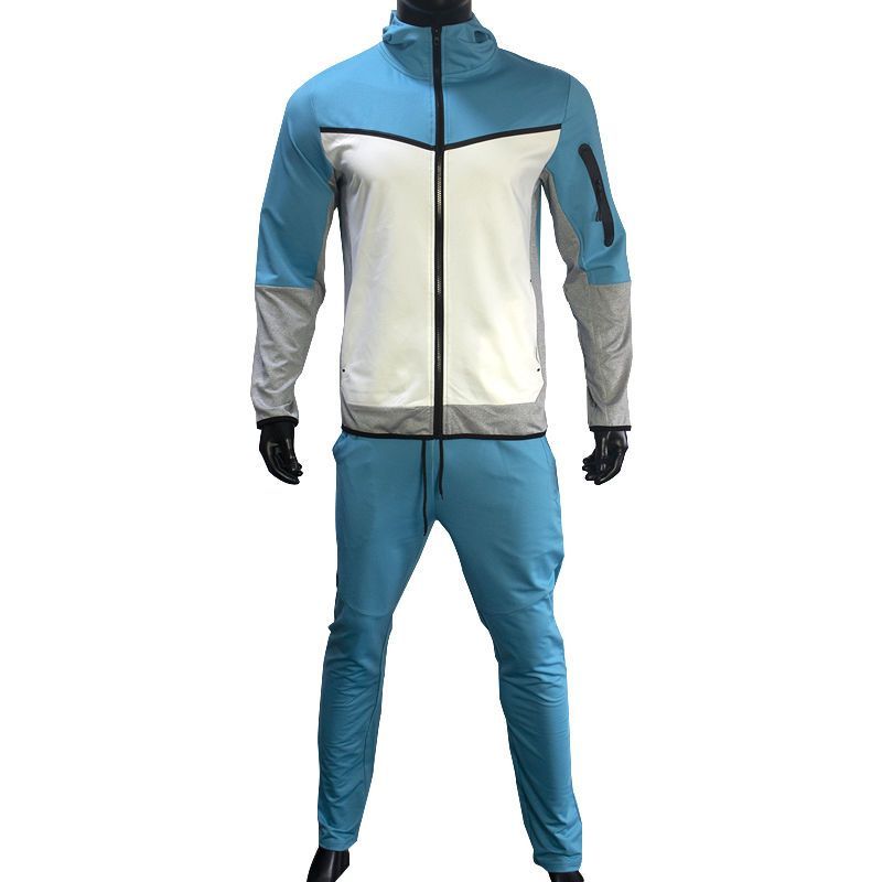 Lente en herfst complete set heren sportjas sweatshirt mouwen lange broek contrasterende cardigan capuchon los pak_voghion.com