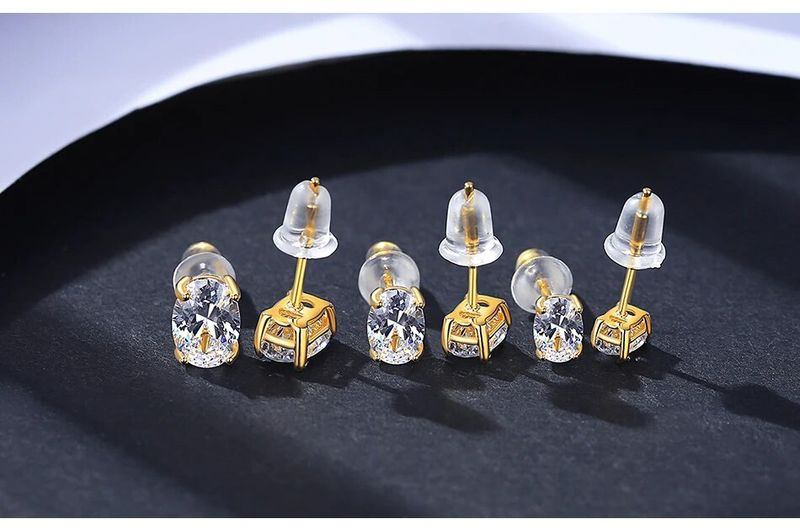 Orecchini a bottone alla moda in argento Sterling con zirconi fini, stile classico, rotondi, con chiusura a pressione, per feste, regali per bambini e amici._voghion.com