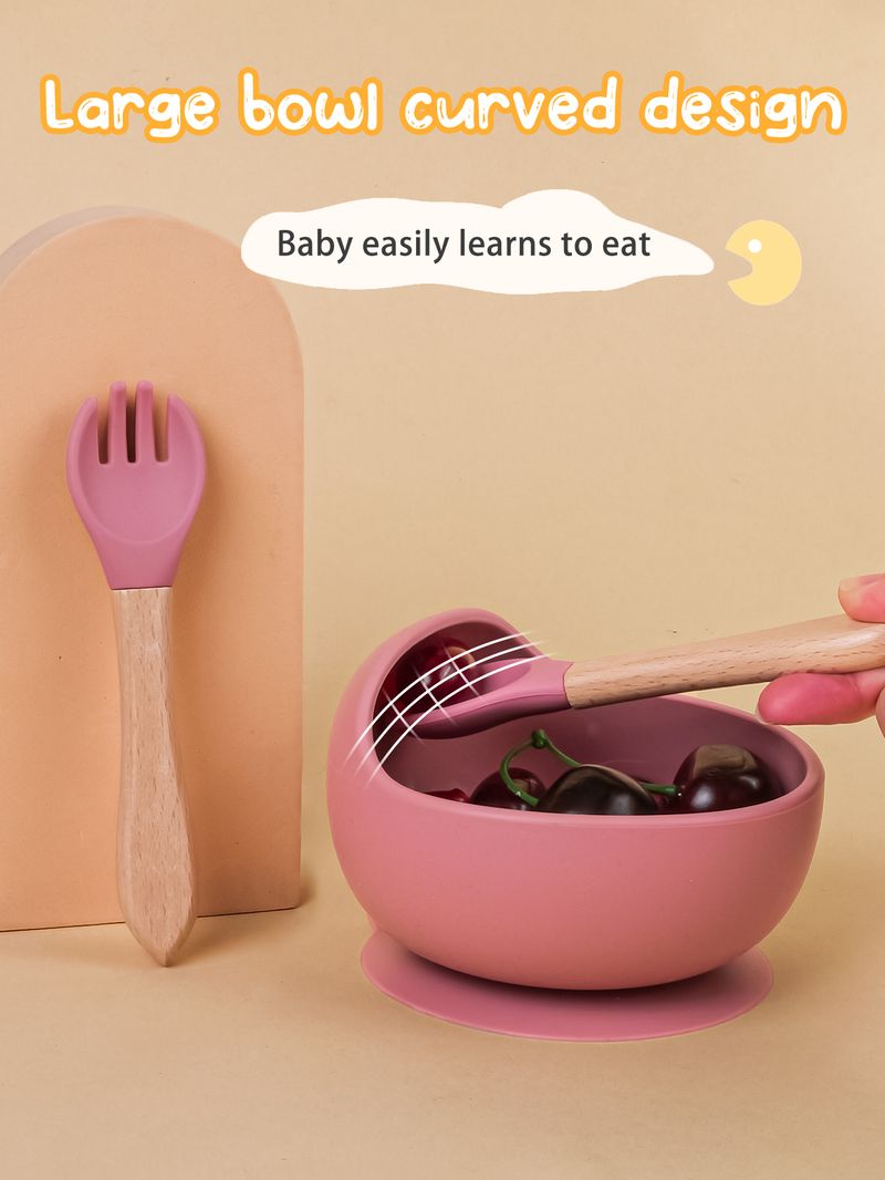 5 st Baby Silikon Måltidsskål Haklapp Gaffel Sked Set Baby Matbricka Skål Set Bisfenol En gratis present till baby_voghion.com