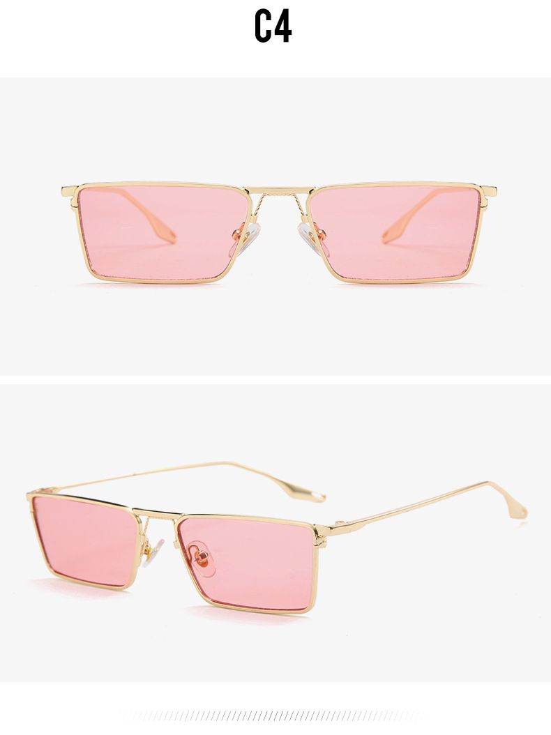 2021 Kleines Gesicht Transparente Persönlichkeit Quadratische Goldrahmenbrille 50702 Neue trendige Sonnenbrille_voghion.com