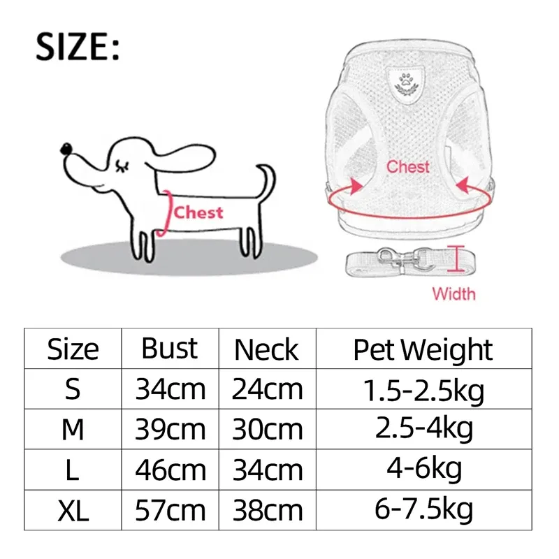 Verstellbares Hundegeschirr aus Netzstoff, S/M/L/XL, von PawParty Store_voghion.com
