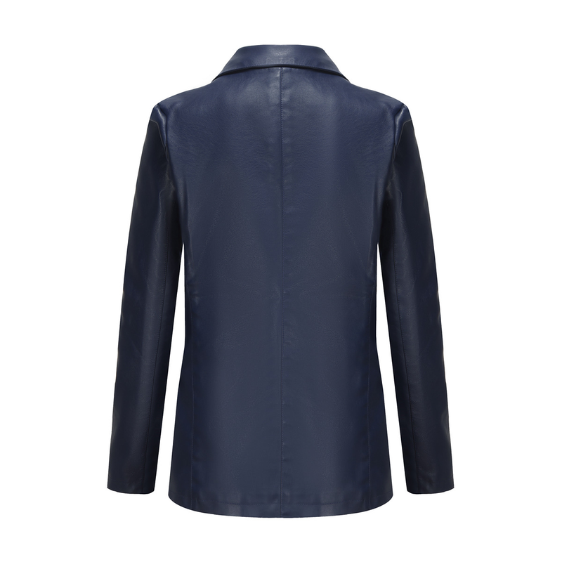 Abbigliamento da donna Real Shot New Small Suit Giacca a maniche lunghe Giacca in pelle tinta unita casual con bottone singolo_voghion.com