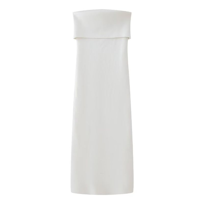 Nuovo abito da donna in maglia elasticizzata, tinta unita, con spalle scoperte_voghion.com