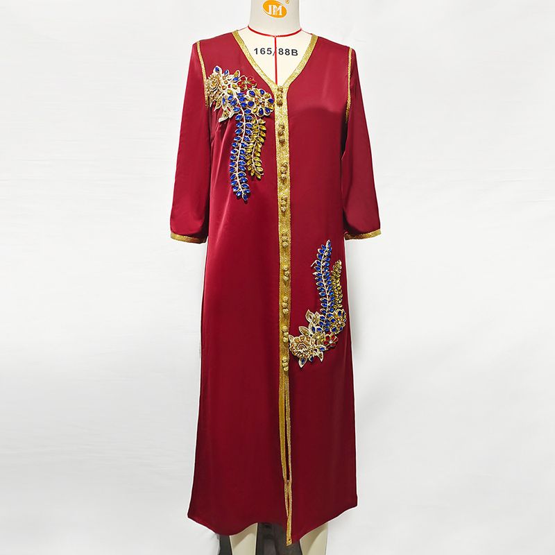 Robe longue orange brûlante à manches mi-longues et épaules dénudées_voghion.com