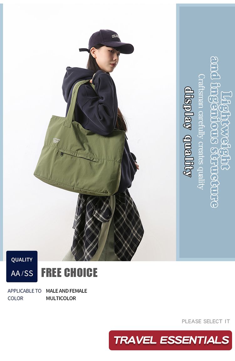 Outdoor Nical Style Original Simplicity Shoulder Waterproof Lightweight Tote Large Capacity Storage Commuter Bag_voghion.com