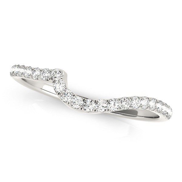 14k White Gold Round Pave Setting Curved Diamond Wedding Ring (1/5 cttw)_voghion.com