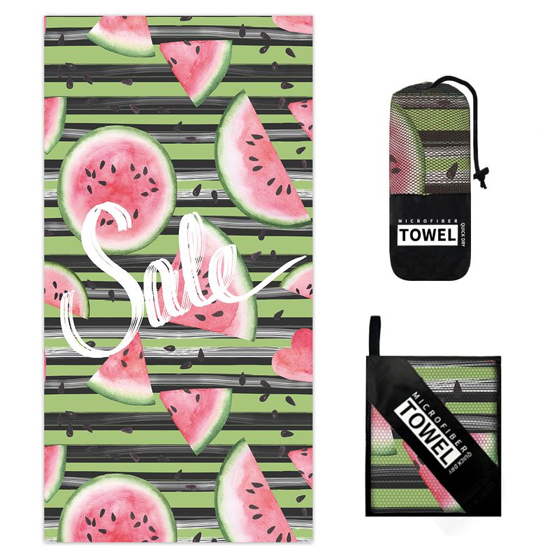 Watermelon Striped Beach Towel - Quick Dry, Ultra Absorbent & Double-Sided Flannel, For Pool, Vacation & Travel (80x160cm)_voghion.com