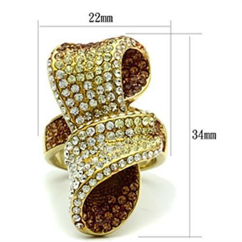 GL307 - IP Gold(Ion Plating) Brass Ring with Top Grade Crystal in Multi Color_voghion.com