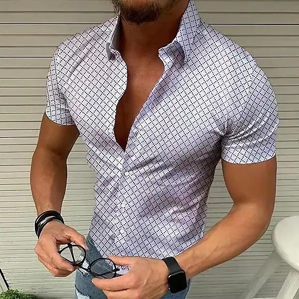 Abbigliamento uomo Camicia da uomo a maniche corte con stampa a pois_voghion.com