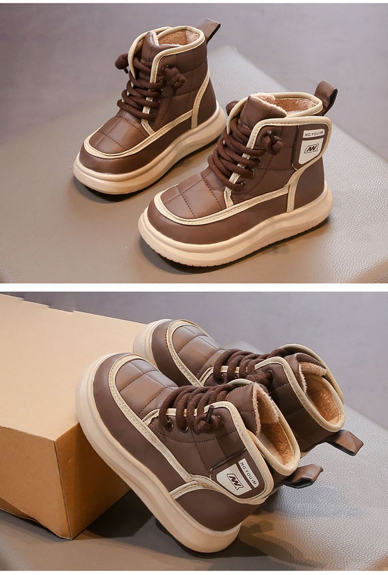 2024 Trend Mode Kinder Schnee Anti-rutschig Teenager Mädchen Plüsch Stiefel Weich-Sohlen Kunstpelz Baumwolle Schuhe für Jungen_voghion.com