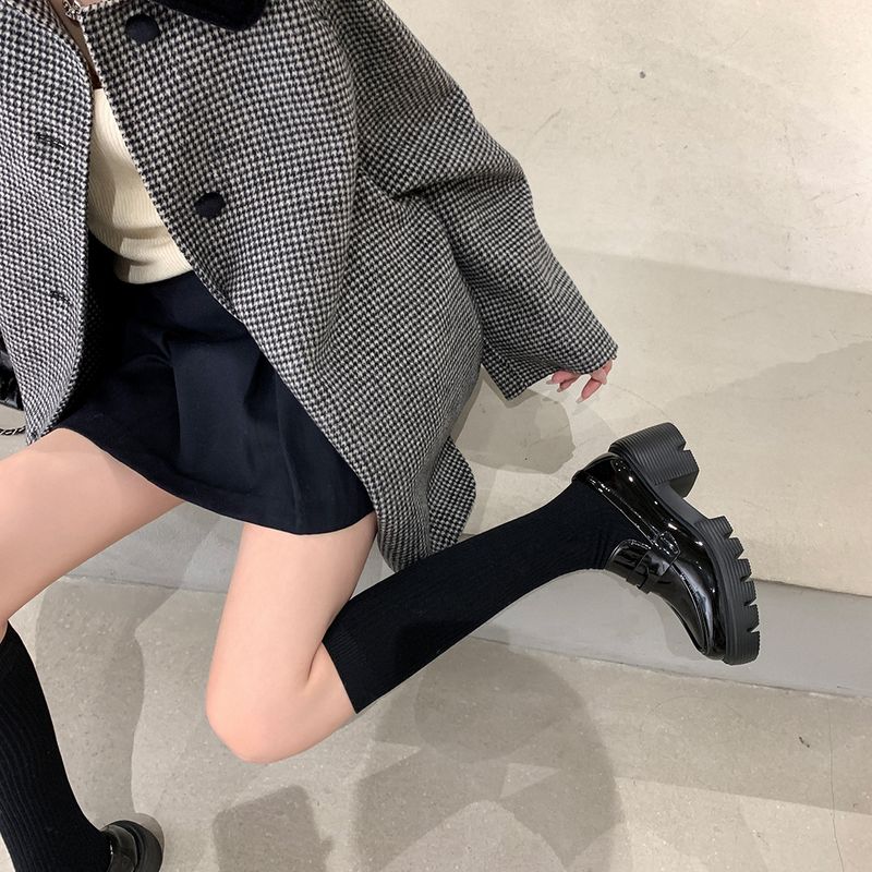 Grape Mom Same Style As Downton Abbey~SW Genuine Round Toe Platform Thick Sole Height-Increasing Loafers Women's Small_voghion.com