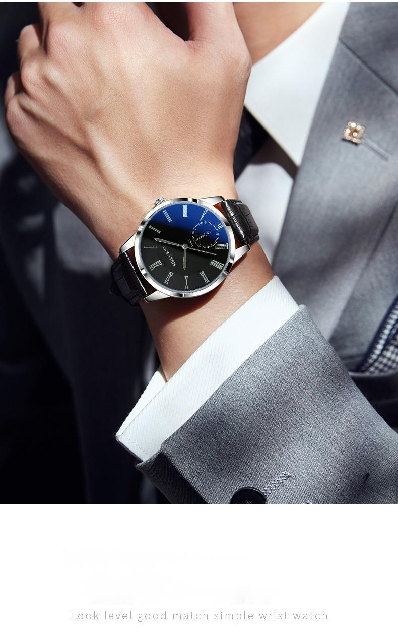 Orologio da uomo d'affari alla moda e di temperamento di vendita calda con cinturino semplice con luce blu, orologio al quarzo popolare_voghion.com