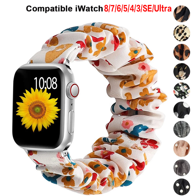 Nylonový řemínek Scrunchie pro Apple Watch 44mm 40mm 42mm 38mm ultra 49mm Solo Loop náramek pro iWatch 5 4 3 SE 6 7 8 45mm 41mm_voghion.com