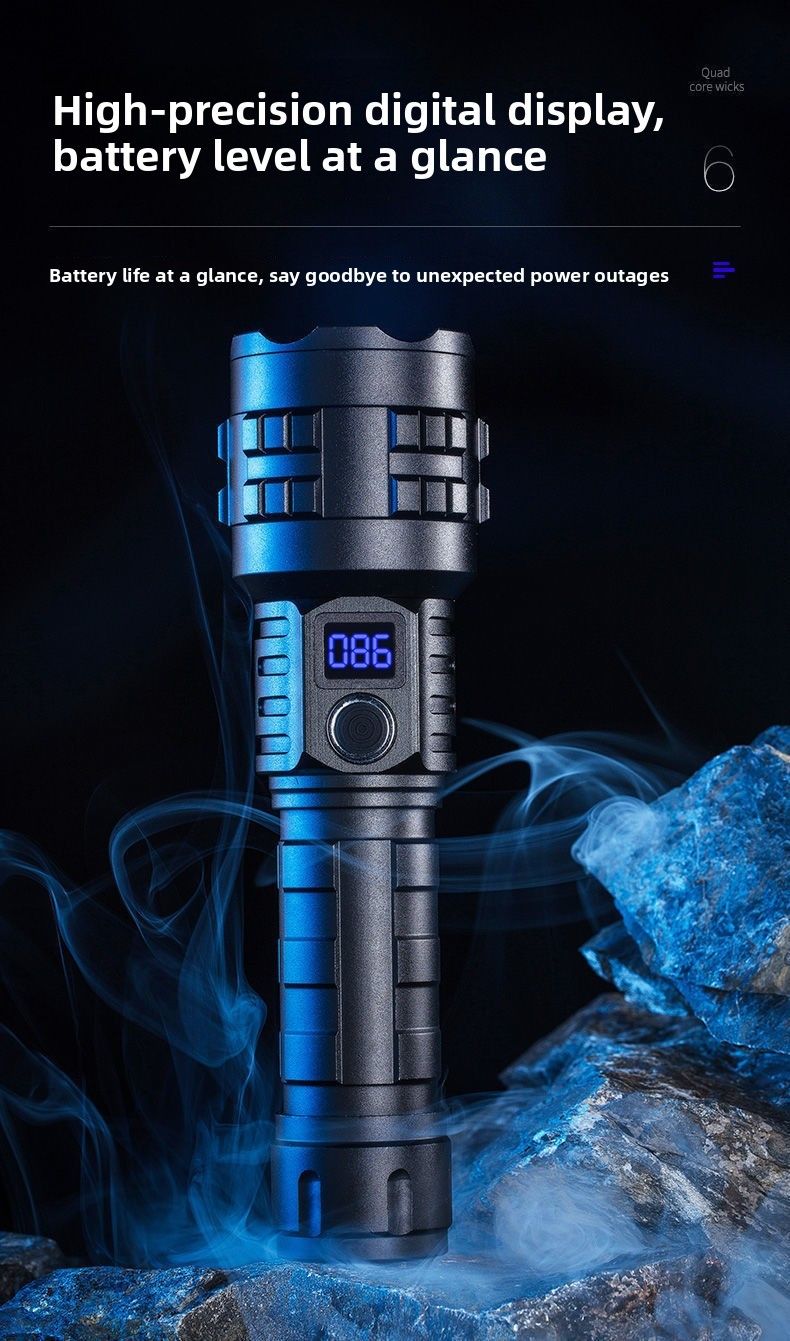 Bestseller: LED-Selbstverteidigungslampe mit hoher Leuchtkraft, wiederaufladbar, Typ-C, für Zuhause und draußen, spezielles digitales Display_voghion.com