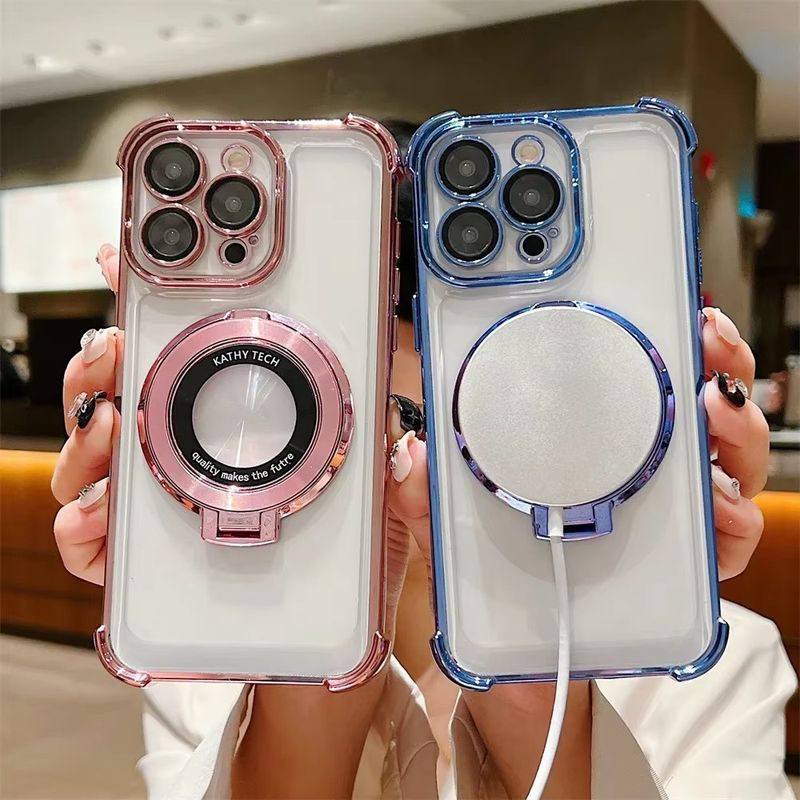 Custodia in silicone placcato per iPhone 13 11 12 Pro Max 16 15 14 Plus, custodia antiurto con anello di supporto, accessori per telefono_voghion.com