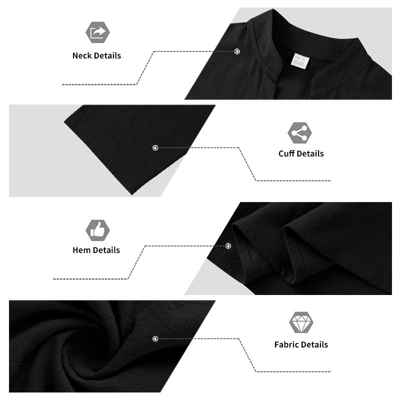 Maglietta a maniche lunghe con scollo a V in lino traspirante per uomo - Vestibilità rilassata, comfort casual, essenziale per l'estate_voghion.com