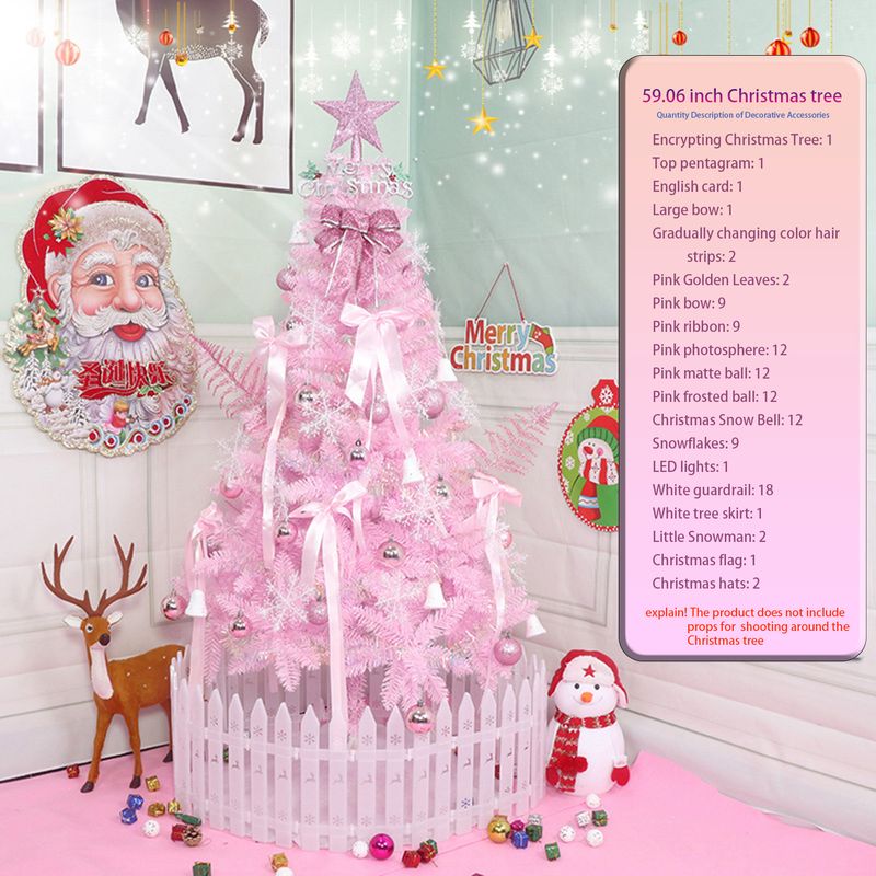 5FT Christmas Tree with Pink Lights and Decorations_voghion.com