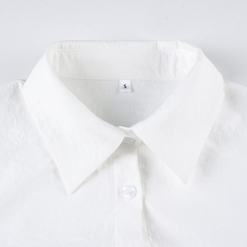 Slim Fit Long Sleeve Button-Down Shirt For Women – Minimalist Office Wear, Solid Color, Breathable Polyester, Classic Collar & Tailored Design_voghion.com