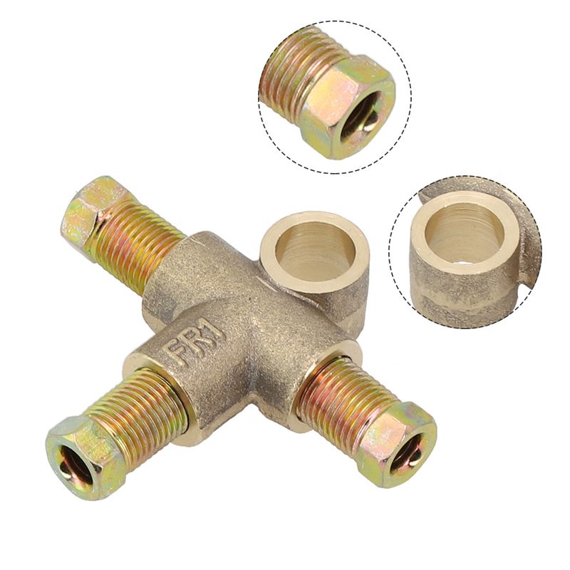 1set Motorcycle Unions 10mm 3/16" Pipe Way Brake T Piece Tee 3 Male Nuts Long Union Accessorie_voghion.com