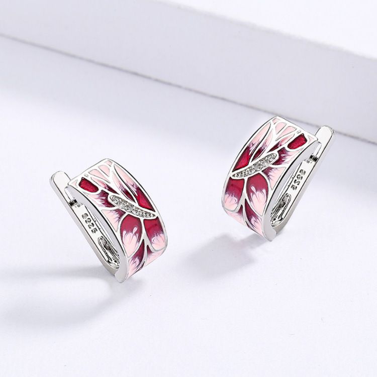 Classic Earring For Women Pink Peach Earrings Elegant Wedding Party Jewelry Classic Flower Handmade Enamel Women Wedding Earring_voghion.com