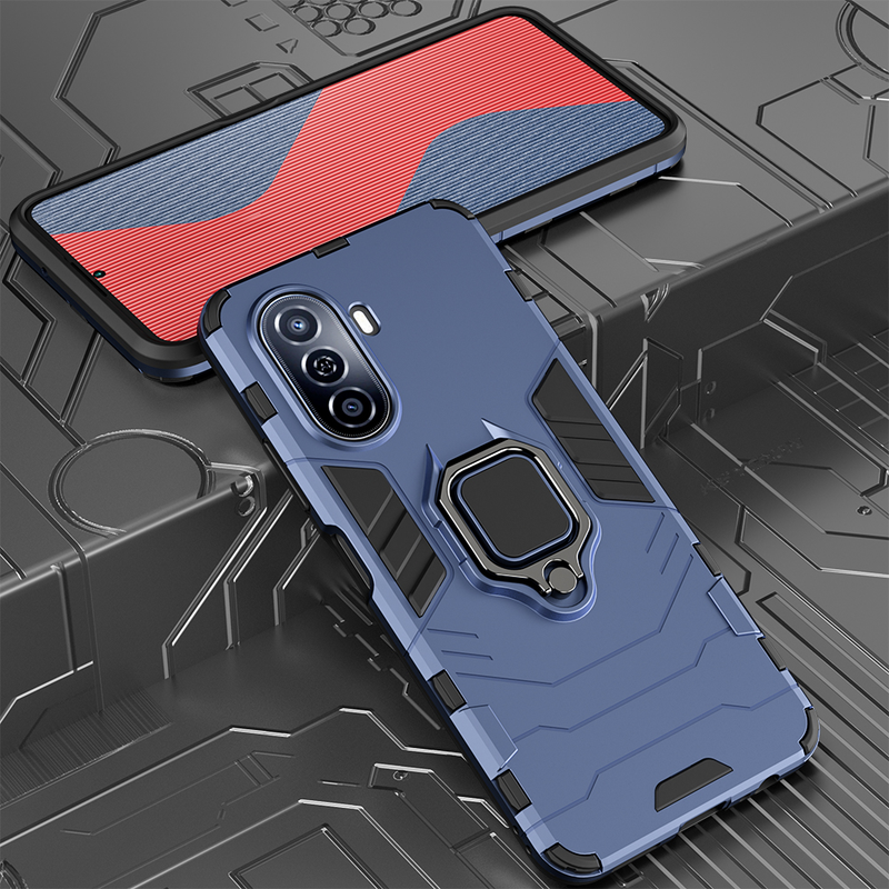Custodia antiurto KEYSION per Huawei Nova Y70 Plus Custodia posteriore in silicone + PC con supporto ad anello in metallo per Huawei Nova Y70_voghion.com