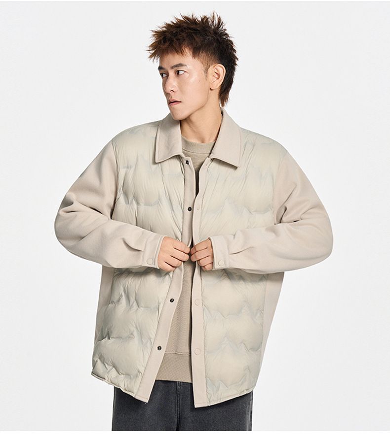 Leichte Gänsedaunenjacke für Herren – 750FP Premium Fill, Slim Fit Freizeitmantel für den urbanen Winter (-5 °C), Wendekragen (Schwarz/Anthrazit/Khaki)_voghion.com