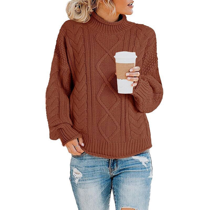 Maglione dolcevita in filato spesso da donna, autunno inverno 2025_voghion.com