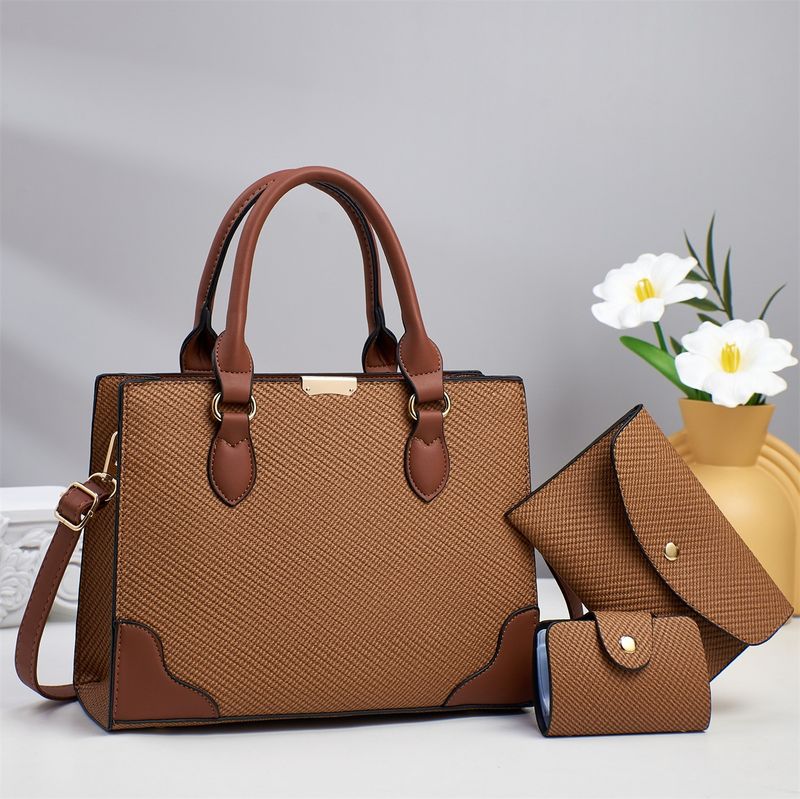 Borsa a mano, texture semplice, colori contrastanti, borsa tote di grande capacità, borsa a tracolla, borsa a tracolla._voghion.com