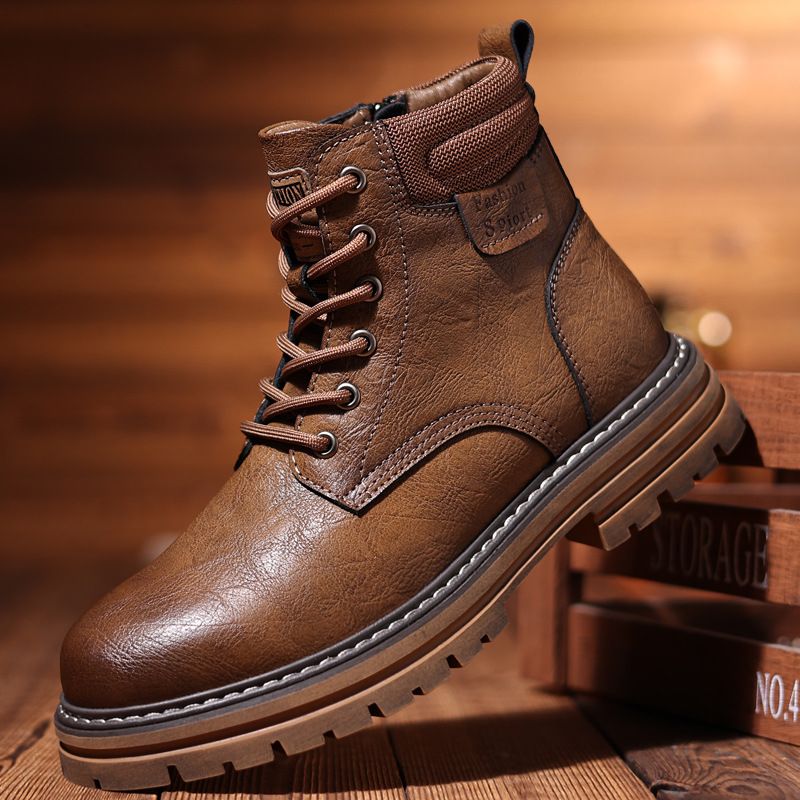 Stiefel, High-Top-Stiefel, Arbeitsstiefel für Herren, Retro-Motorradstiefel, Oxford-Stiefel im britischen Stil mit polierter Sohle_voghion.com