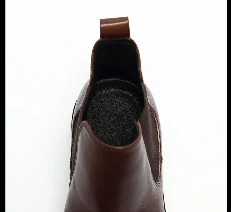 Autunno e inverno nuovi stivali corti singoli da uomo con testa grande scarpe Derby slip-on in pelle suola esterna_voghion.com