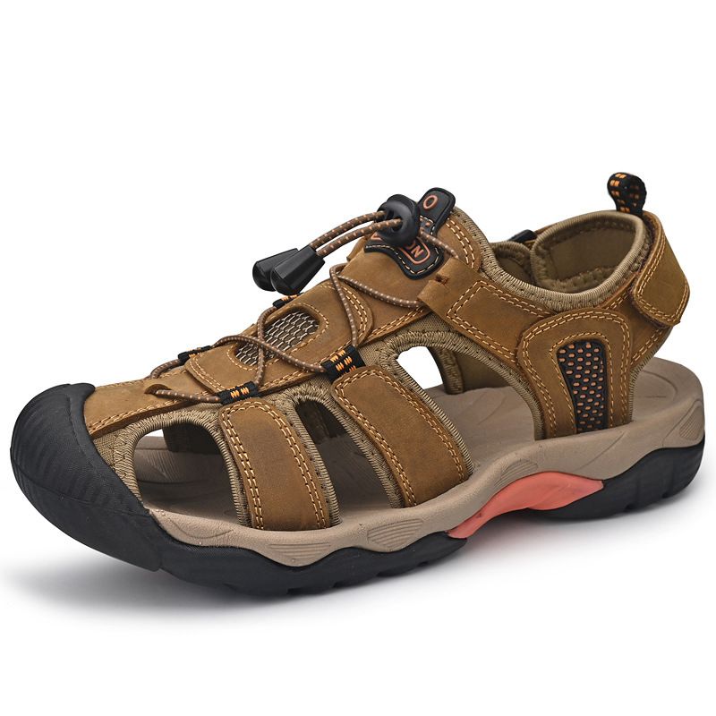 Große Herren-Strandsandalen mit geschlossener Zehenpartie, hohl, atmungsaktiv, Wasserschuhe_voghion.com