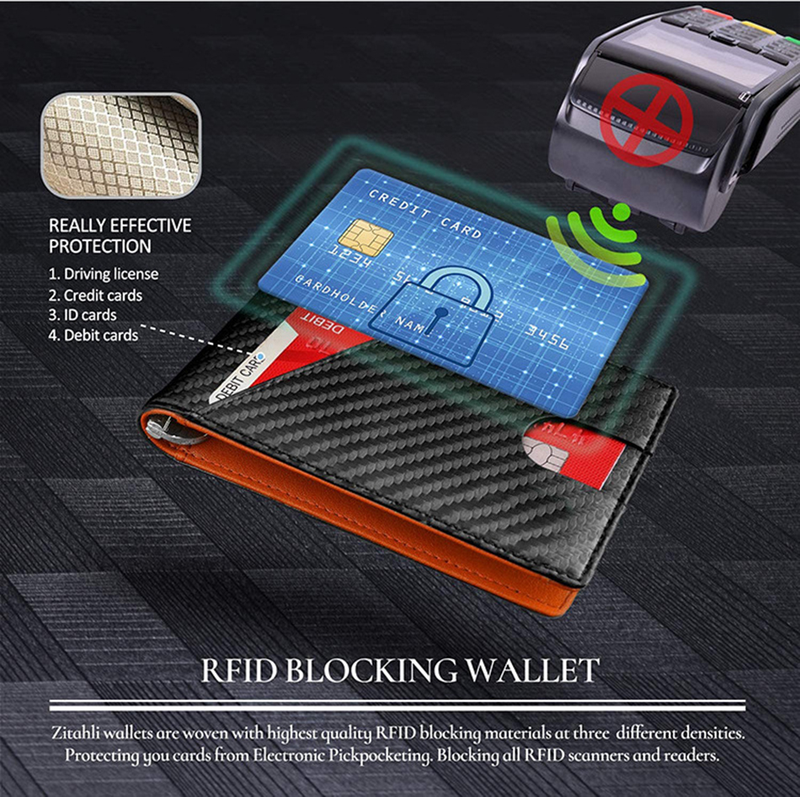 Carbon Fiber Rfid Slim Card Wallet Money Bag Men's Wallet Bifold Billfold_voghion.com