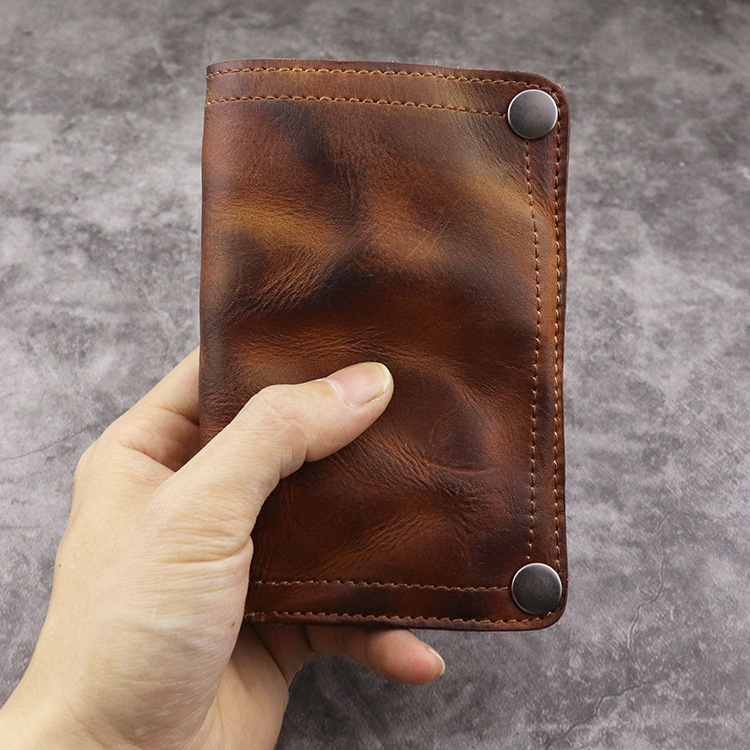 Top Layer Vegetable Tanned Leather Style Men's Long Multi-Card Slot Multi-Function Wallet Card Holder Men_voghion.com