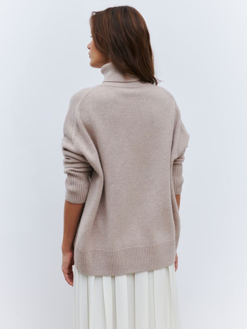 Women's High Neck Knit Sweater - Oversized Casual Pullover With Drop Shoulder Sleeves, Soft Viscose Blend Fabric, Fall Winter Loose Fit Top_voghion.com