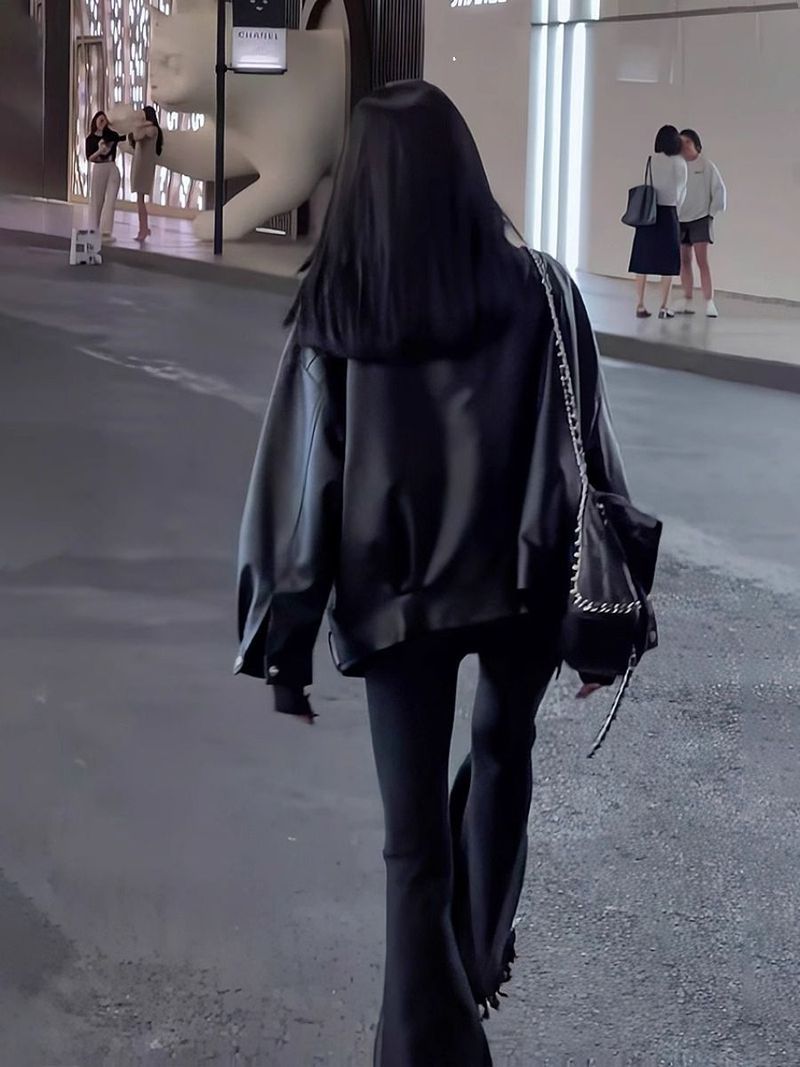 Autumn Winter Street Style Sweet Cool Spicy Leather Loose Oversize Versatile Padded Jacket For Women_voghion.com