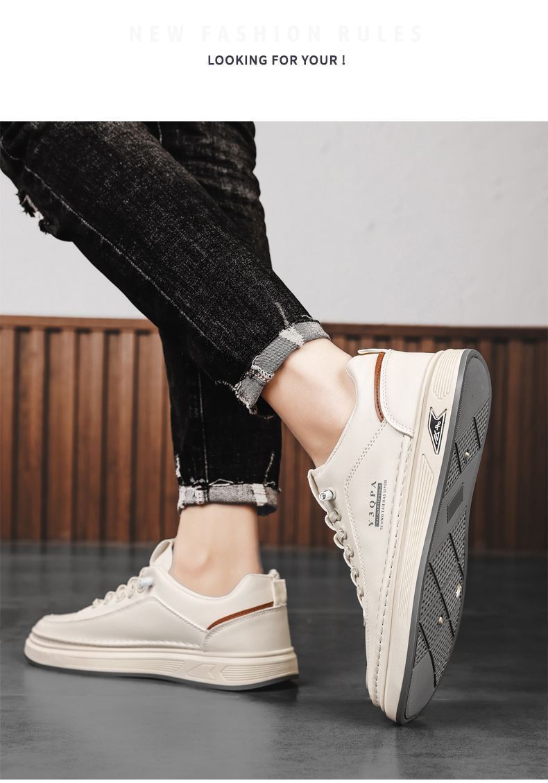 2025 Herfst Nieuwe Ademende Witte Heren Veelzijdige Sneakers met Dikke Zolen Casual Board Trendy Schoenen_voghion.com