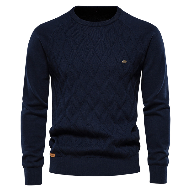 Autumn And Winter New Pure Cotton Men's Sweater Men's Sweater Pullover Solid Color Knitted Sweater Men_voghion.com