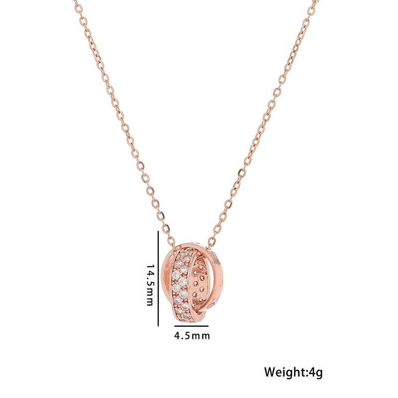 Double Layer Circle Cross Necklace - Micro Inlaid Zircon, Light Luxury Pendant For Girls (Simple Personality Design)_voghion.com