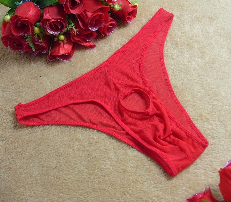 Erotisch ondergoed voor heren Doorschijnende slips Hoge elastische mesh Blootgestelde JJ Triangle-slips Thong T-broeken_voghion.com