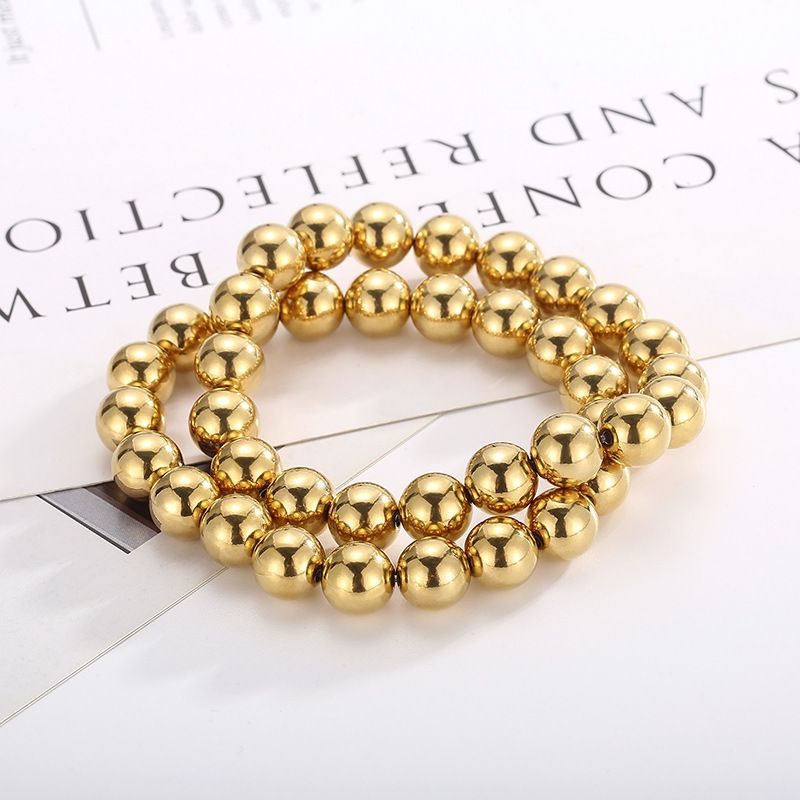 Gioielli da uomo e da donna, bellissimi braccialetti elastici con perline rotonde, bracciale fai da te alla moda e reattivo._voghion.com