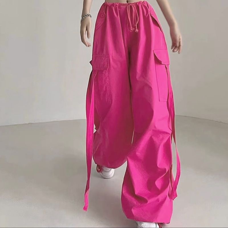 Vente chaude nouveau tout-Match populaire Chic pantalons décontractés femmes Vintage solide taille haute Simple Style coréen Cool jambe large pantalon_voghion.com