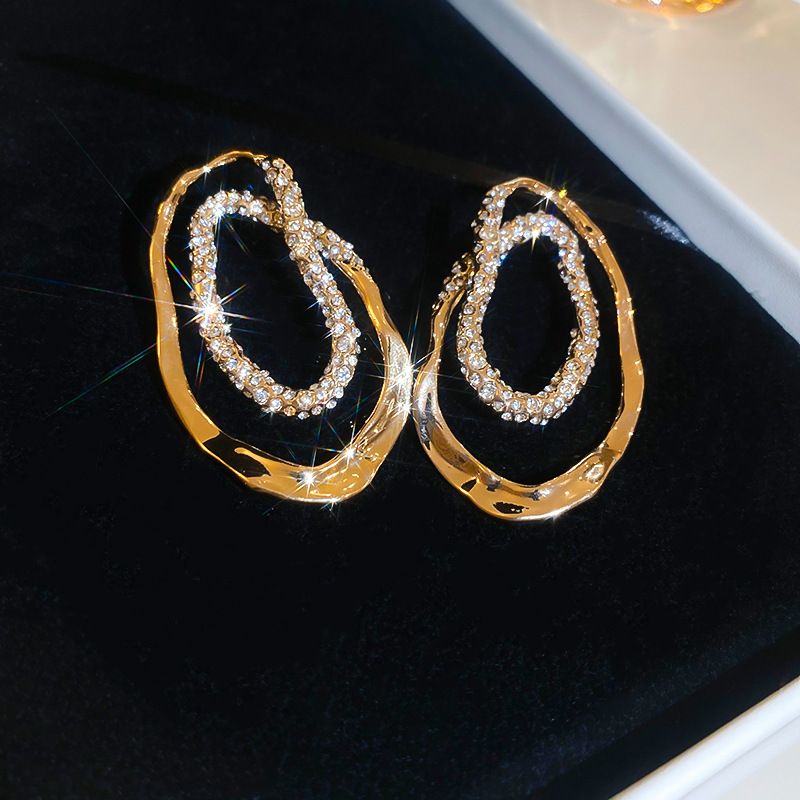Irregular Oval Earrings With Fashionable Design, Light Luxury And High-end Earrings For Women_voghion.com