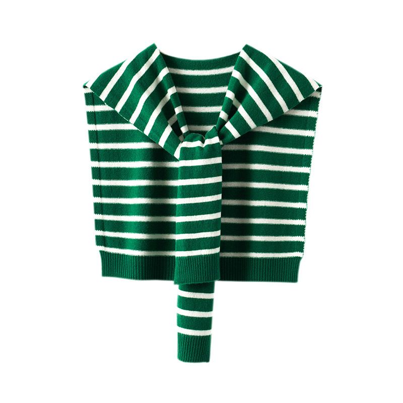 Sciarpa da donna in maglia con tracolla in lana primaverile e autunnale, stanza climatizzata con camicia, scialle a righe sovrapposte_voghion.com