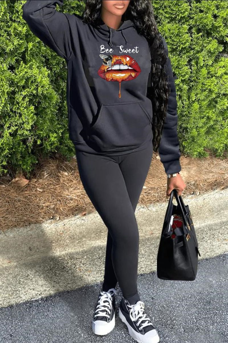 Ensemble sweat à capuche oversize et pantalon de jogging pour femme - Doublure polaire épaisse, indispensables du streetwear (Noir, S-5XL)_voghion.com