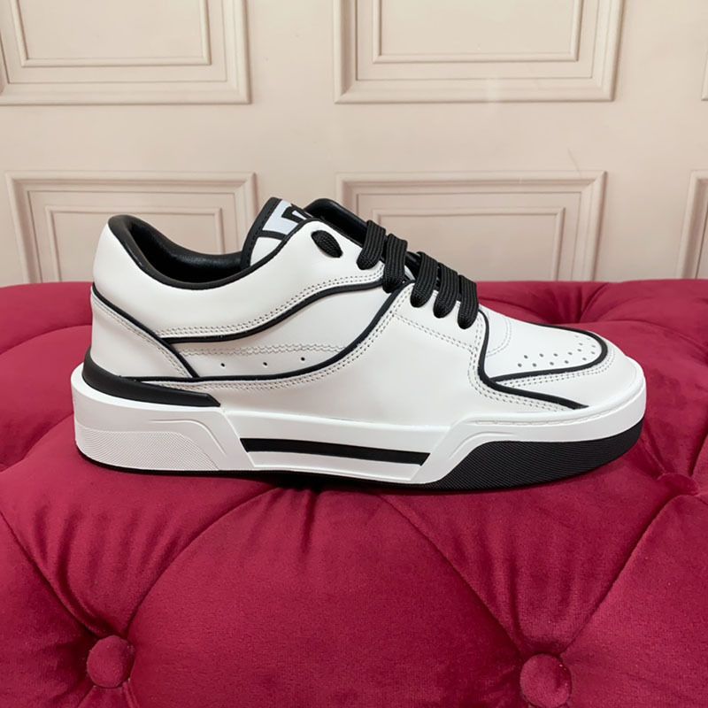 Scarpe sportive casual semplici e alla moda, da uomo, in vera pelle, stile britannico, con lacci, abbinate ai colori, bianche._voghion.com
