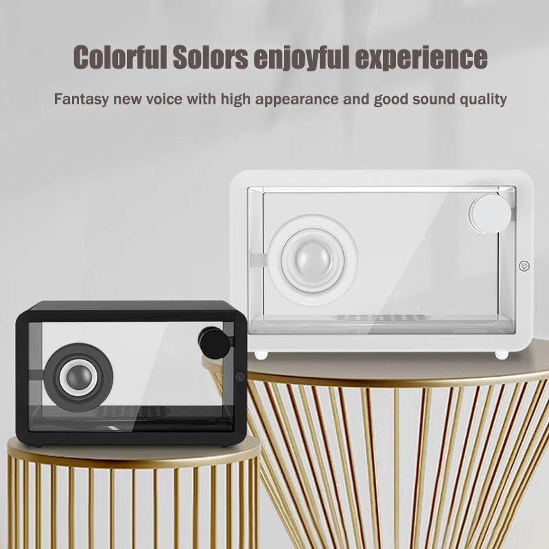 M8 Simple Fashion Transparent Bluetooth Speaker Subwoofer with Ambient Light(White)_voghion.com