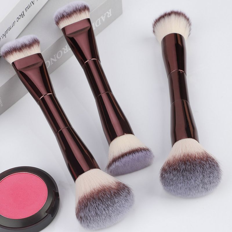 Neues doppelköpfiges Make-up-Pinsel-Flachkopf-Foundation-Konturpinsel für losen Puder, multifunktionales Schönheitswerkzeug für weiches Haar_voghion.com