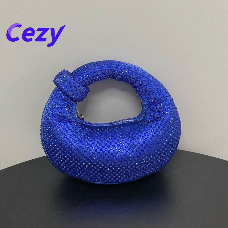 Niche Design Seven-Color Handheld Dumpling For Women 2025 Socialite Evening Casual Versatile Handbag Rhinestone Bag_voghion.com