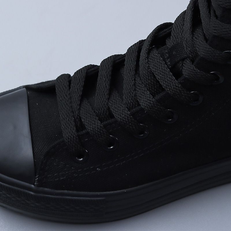 All Black High Top Canvas For Women With Raised Side Zippers, Thick Soles, Long Sleeves, White Minimalist Dance Shoes_voghion.com